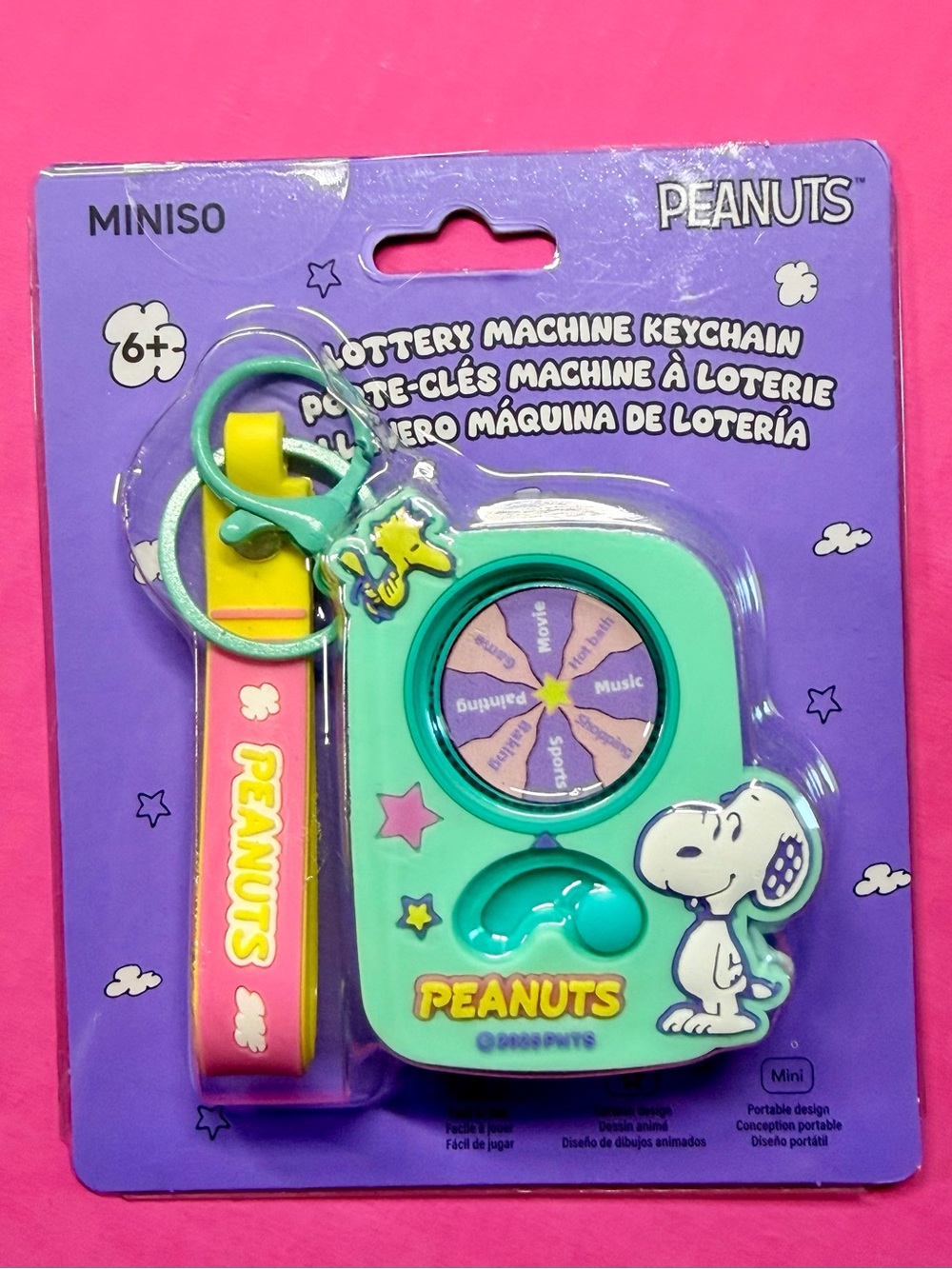 MINISO Peanuts Green & Pink Pottery Machine Keychain